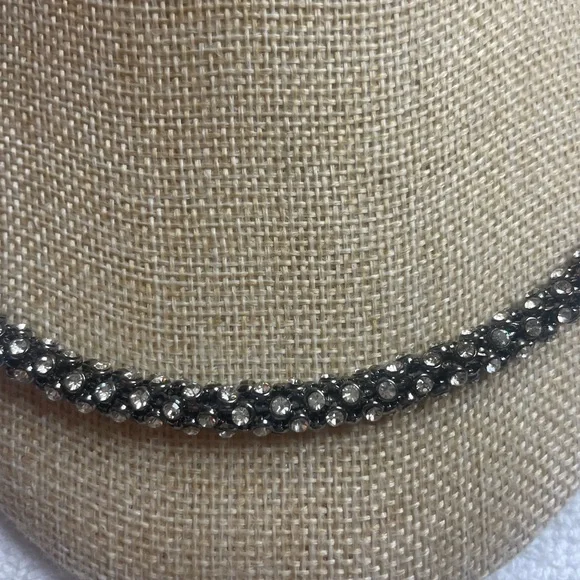 NWOT Kenneth Jay Lane Rhinestone Gunmetal Choker - Picture 4 of 7